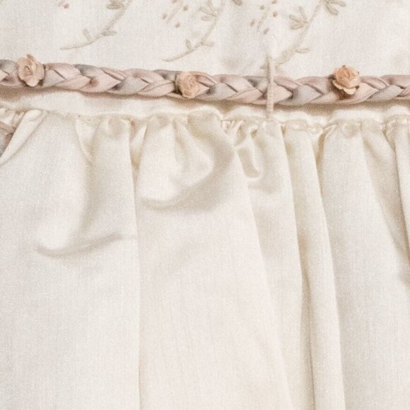 Bijan Kids Girls Ivory Polyester Tutu Dress Floral Crew Neck Short Puff Sleeve 2 - Picture 5 of 6